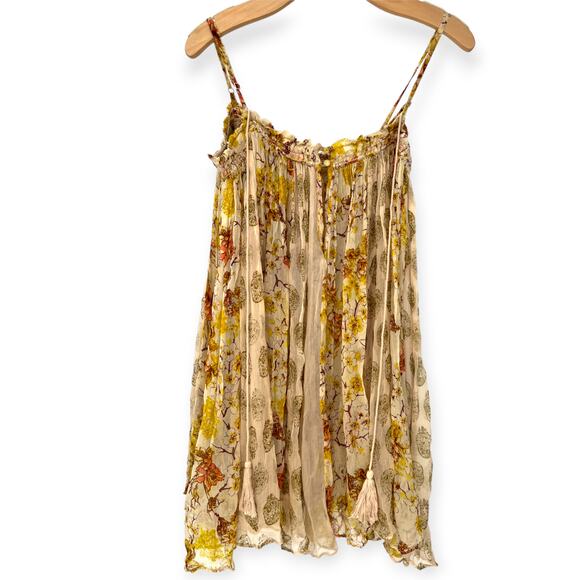 Free People | M | Secret Love Slip Top Ivory Floral Chiffon Flowey Sleeveless - Picture 3 of 7